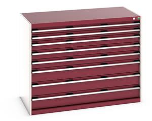 40022153.** cubio drawer cabinet with 8 drawers. WxDxH: 1300x650x1000mm. RAL 7035/5010 or selected